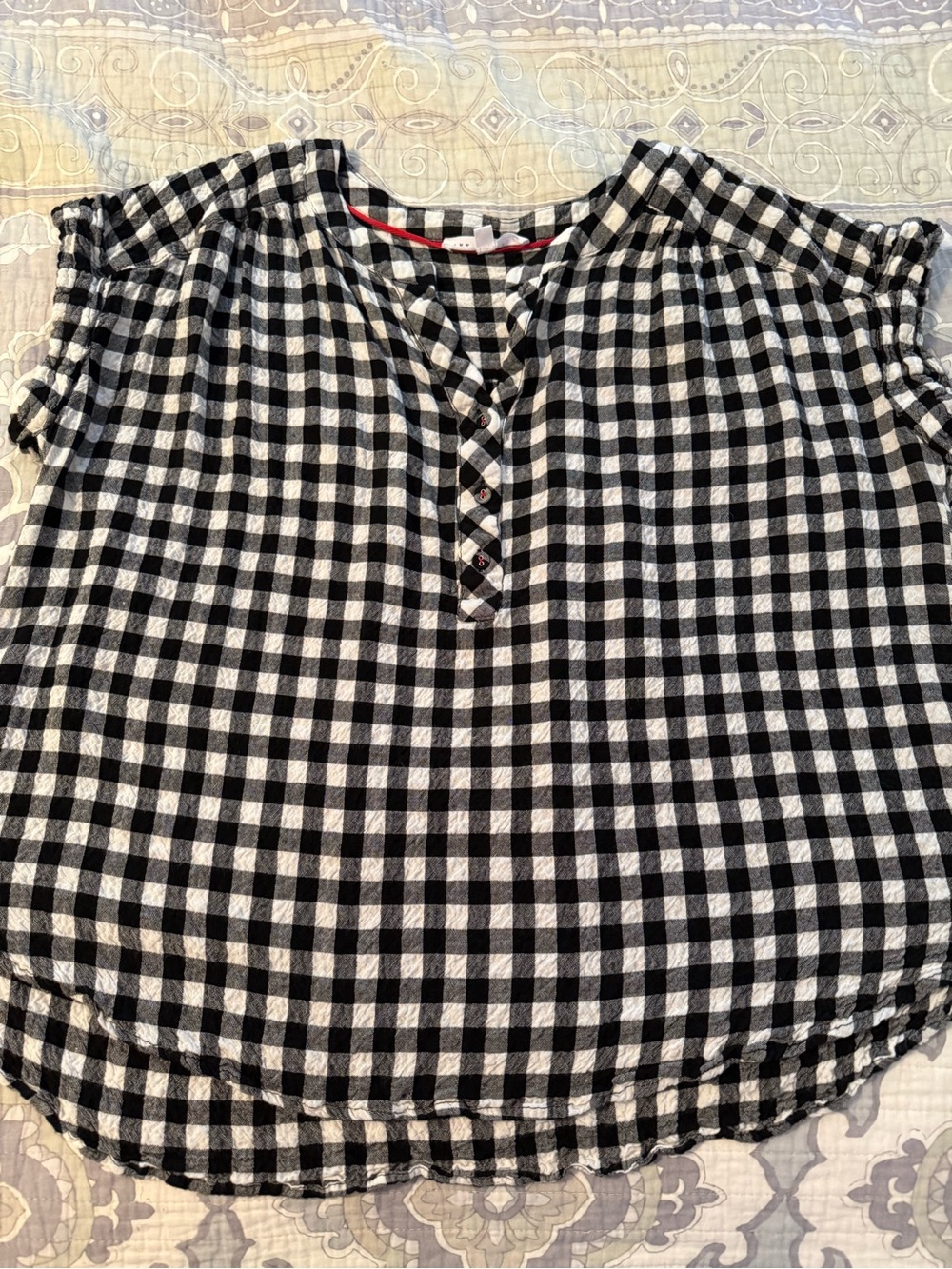 Jane + Delancy women’s 1x plus black and White Gingham Button-Front Women’s To